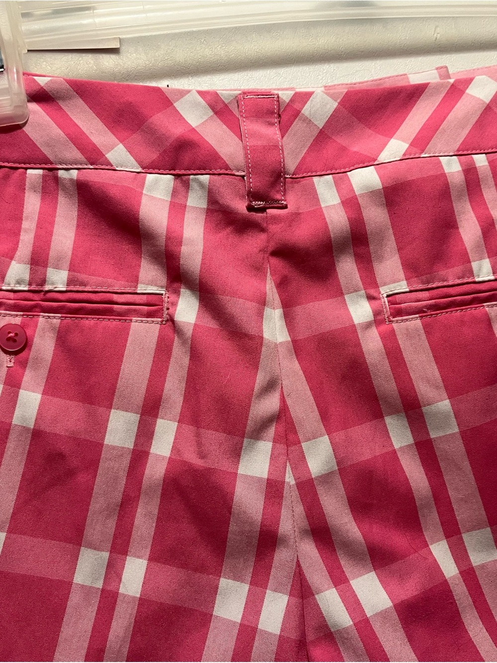 adidas Women's Pink Plaid Bermuda Shorts